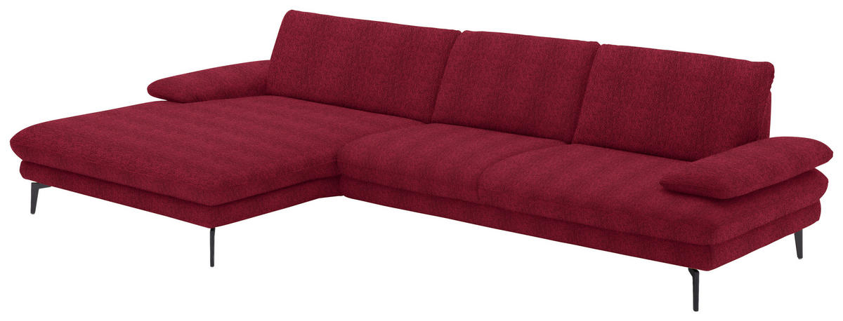 ECKSOFA in Chenille Rot  - Rot/Schwarz, Design, Textil/Metall (180/310cm) - Dieter Knoll