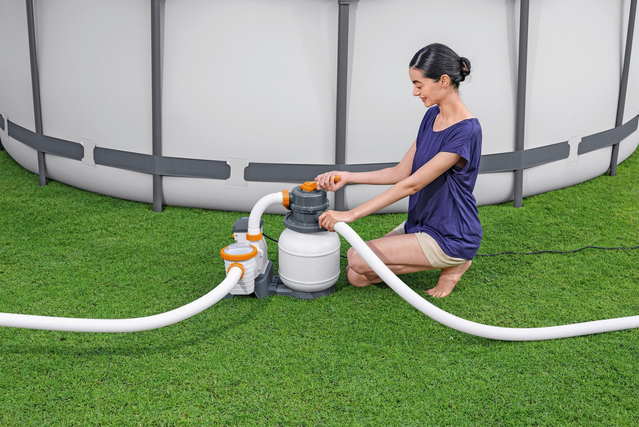 FILTERPUMPE FLOWCLEAR 58497  - Orange/Weiß, KONVENTIONELL, Kunststoff/Metall (60,3/42/65cm) - Bestway