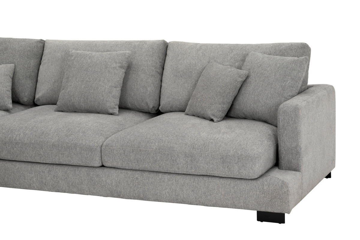 ECKSOFA Grau Webstoff  - Schwarz/Grau, Design, Textil/Metall (212/323cm) - Livetastic