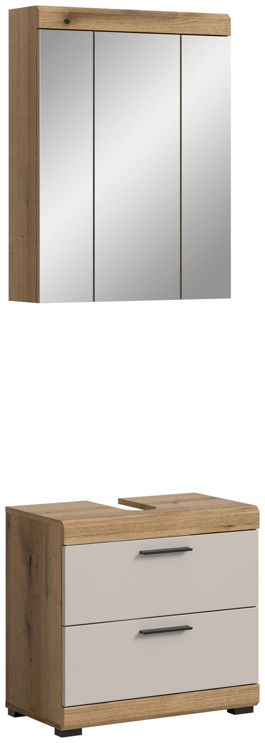 BADEZIMMER 2-teilig  in 60 cm  - Kaschmir/Schwarz, MODERN, Glas/Holzwerkstoff (60cm) - MID.YOU