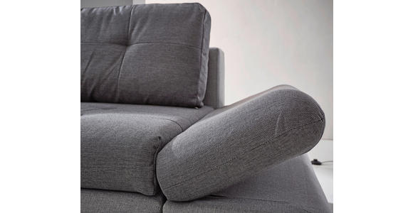 ECKSOFA Hellgrau, Dunkelgrau Webstoff  - Chromfarben/Dunkelgrau, Design, Kunststoff/Textil (302/187cm) - Carryhome