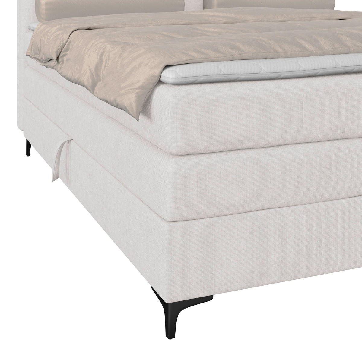BOXSPRINGBETT 140/200 cm,  in Champagner, H3 = fest  - Champagner/Schwarz, KONVENTIONELL, Kunststoff/Textil (140/200cm)
