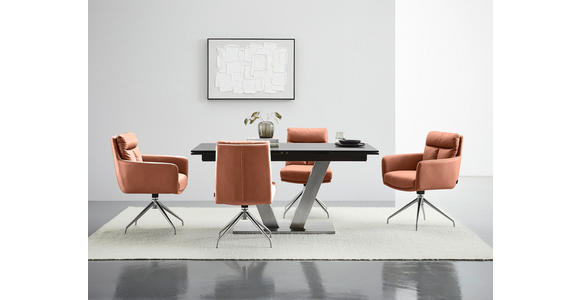 STUHL - Edelstahlfarben/Cognac, Design, Textil/Metall (51,5/89,5/65cm) - Novel
