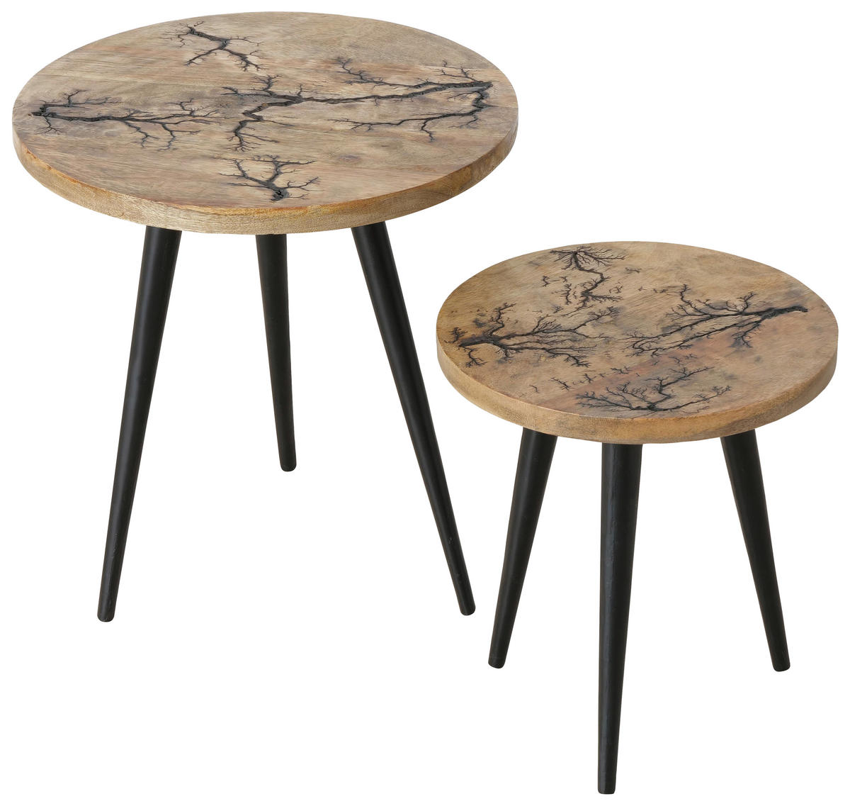 PRÍRUČNÝ STOLÍK, mangové drevo, hnedá, čierna - hnedá/čierna, Basics, kov/drevo (40/40cm)