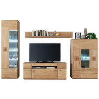 WOHNWAND  in Eichefarben  320/208/50 cm  - Eichefarben/Nickelfarben, Design, Glas/Holz (320/208/50cm) - Livetastic