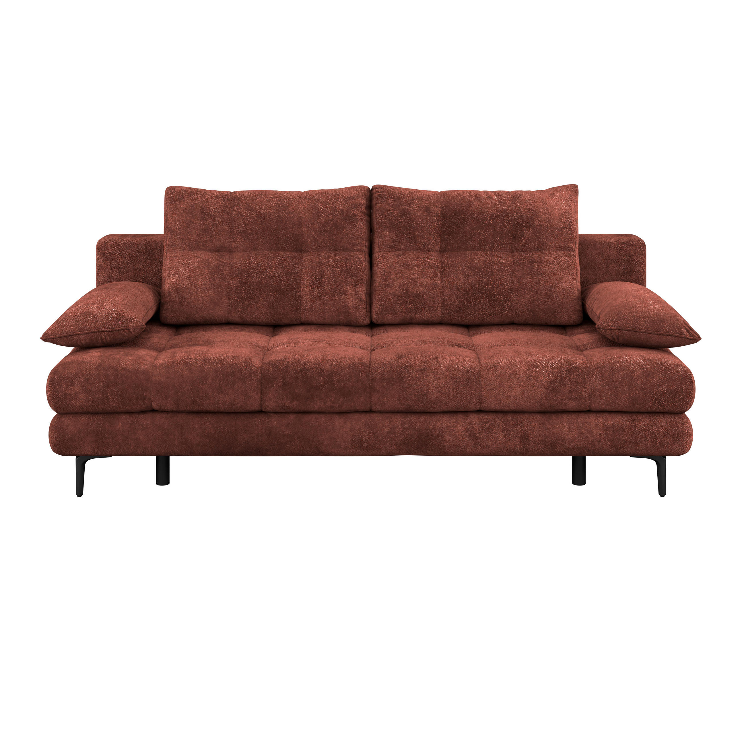 SCHLAFSOFA  mit Liegefunktion, Schlafen auf Sitzhöhe, Rücken echt Chenille Bordeaux  - Bordeaux/Schwarz, KONVENTIONELL, Textil/Metall (203/94/96cm) - Carryhome