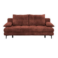 SCHLAFSOFA  mit Liegefunktion, Schlafen auf Sitzhöhe, Rücken echt Chenille Bordeaux  - Bordeaux/Schwarz, KONVENTIONELL, Textil/Metall (203/94/96cm) - Carryhome