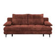 SCHLAFSOFA  mit Liegefunktion, Schlafen auf Sitzhöhe, Rücken echt Chenille Bordeaux  - Bordeaux/Schwarz, KONVENTIONELL, Textil/Metall (203/94/96cm) - Carryhome