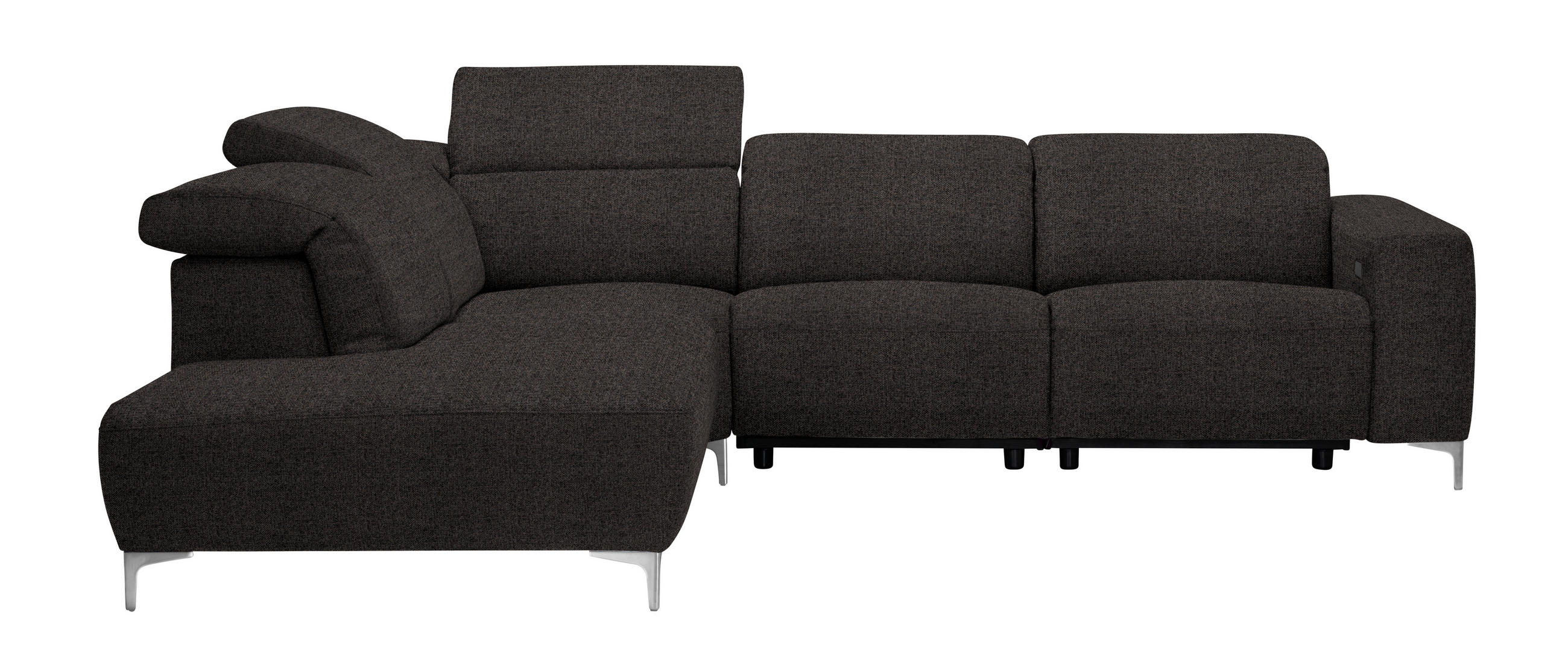 ECKSOFA Dunkelbraun Flachgewebe  - Dunkelbraun, Design, Textil/Metall (238/290cm) - Pure Home Lifestyle
