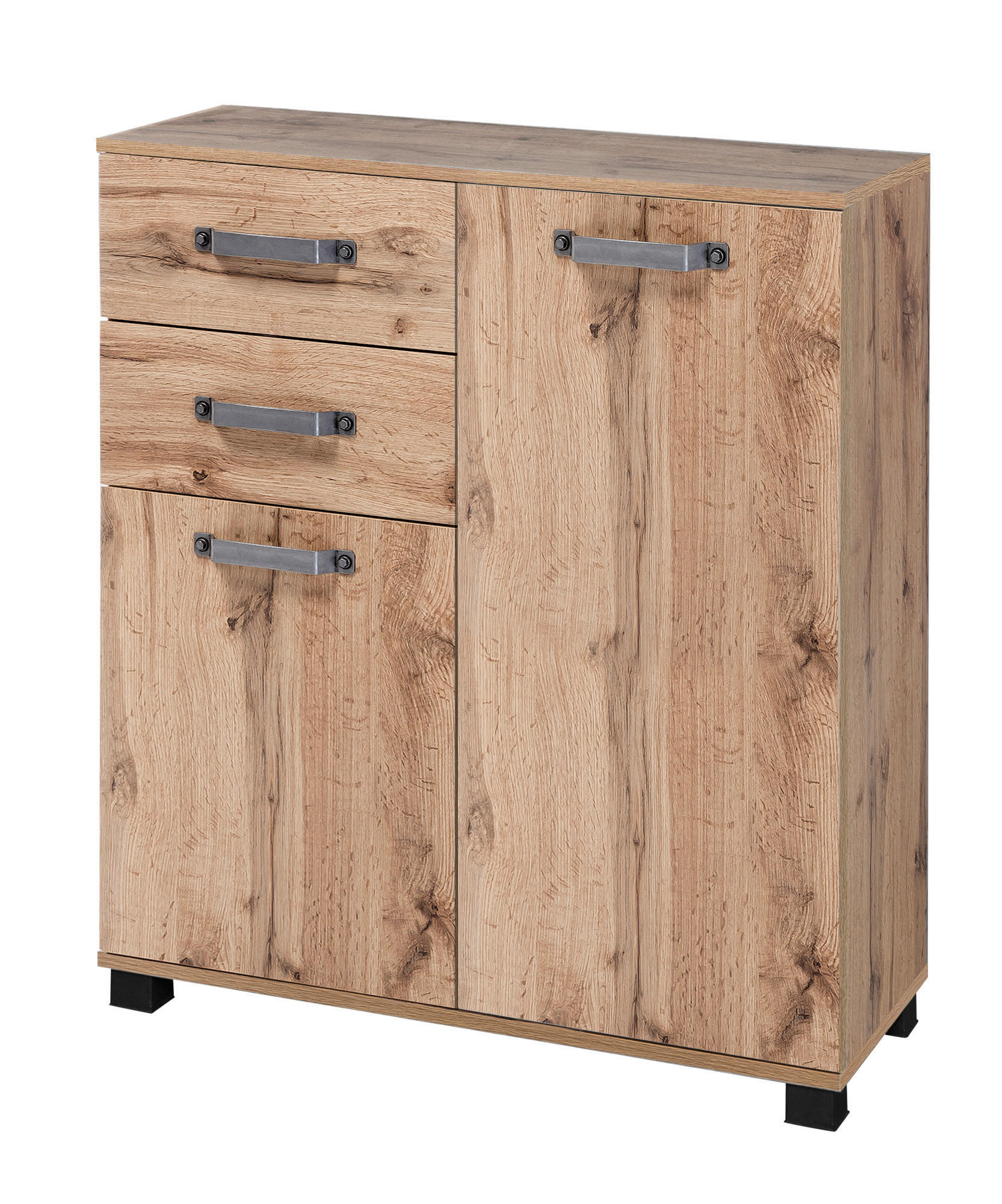 UNTERSCHRANK 80,6/94,8/32 cm   - Eichefarben/Schwarz, KONVENTIONELL, Holzwerkstoff/Metall (80,6/94,8/32cm) - MID.YOU