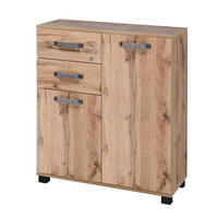 UNTERSCHRANK 80,6/94,8/32 cm   - Eichefarben/Schwarz, KONVENTIONELL, Holzwerkstoff/Metall (80,6/94,8/32cm) - MID.YOU