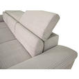 ECKSOFA inkl. Funktionen in Cord Hellgrau  - Silberfarben/Hellgrau, Design, Textil/Metall (167/250cm) - Xora