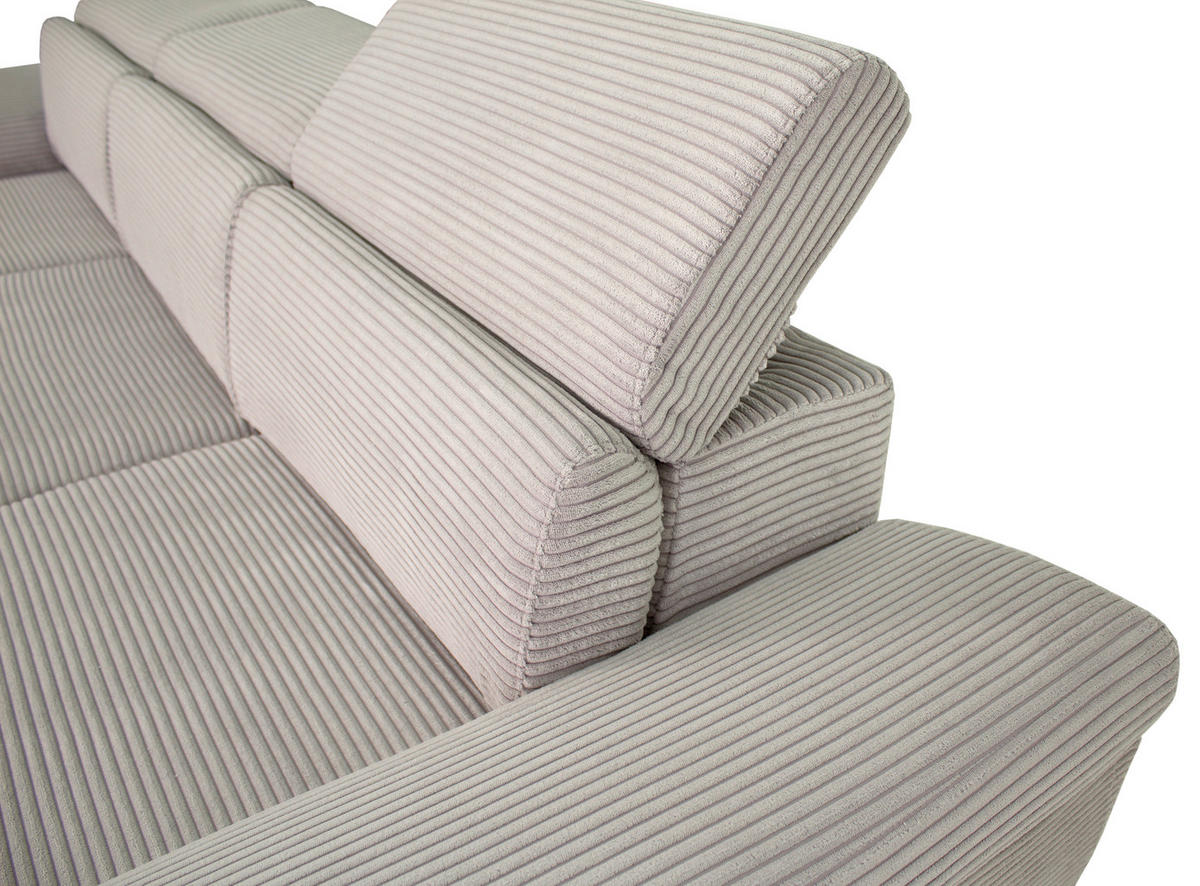ECKSOFA in Cord Hellgrau  - Silberfarben/Hellgrau, Design, Textil/Metall (250/167cm) - Xora