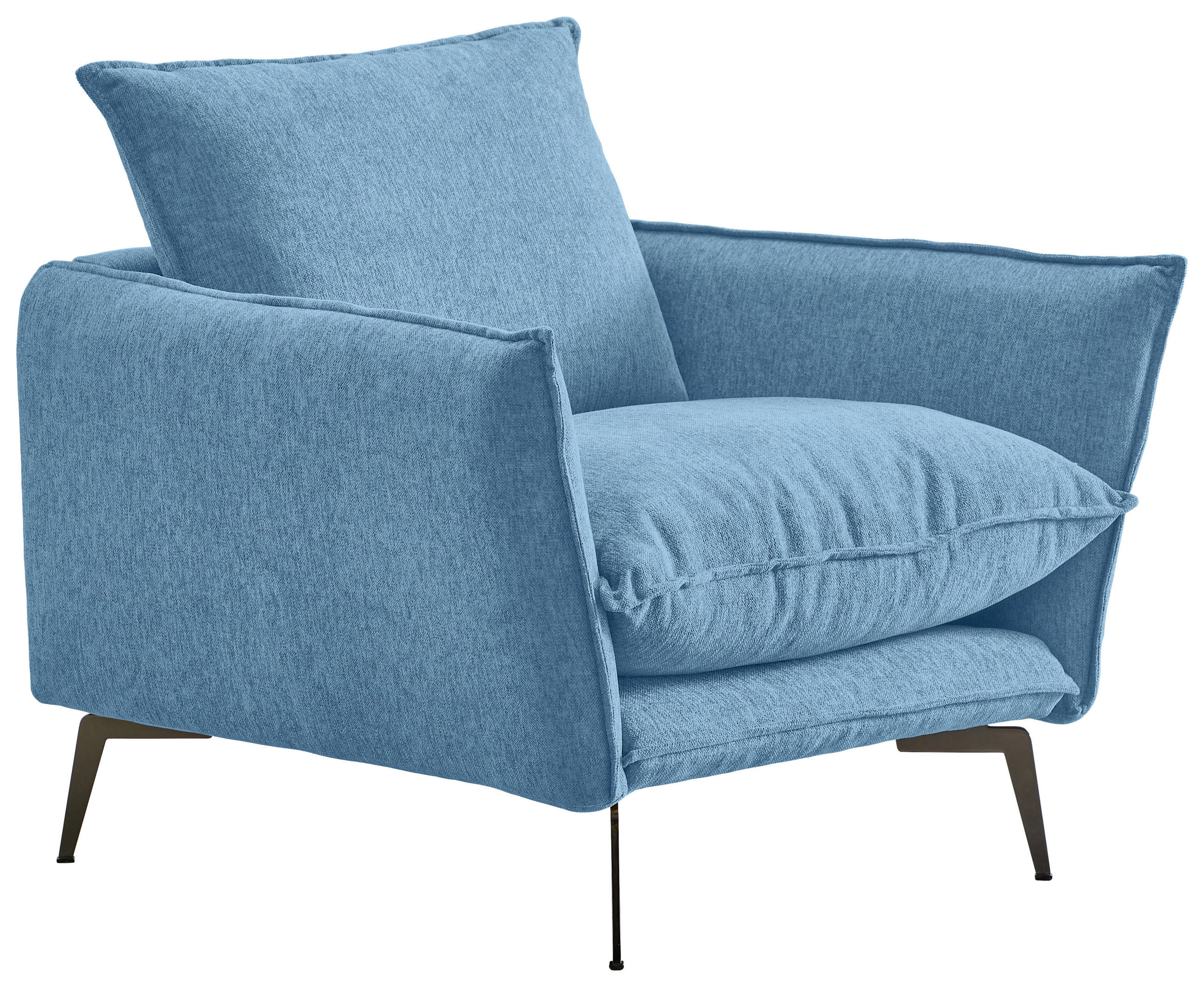 SESSEL Webstoff Blau    - Blau/Schwarz, Design, Textil/Metall (96/84/100cm) - Livetastic