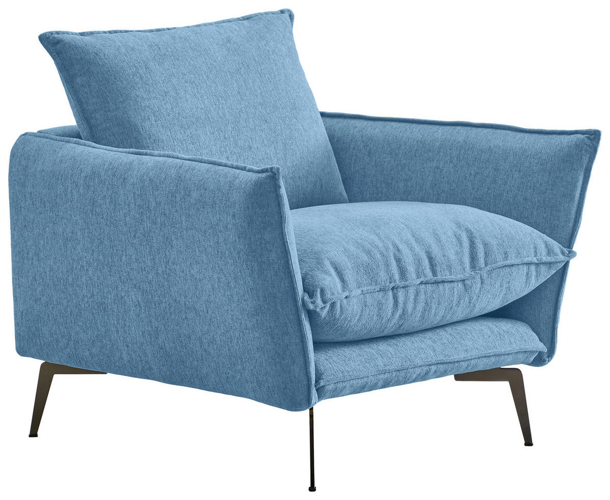 SESSEL Webstoff Blau    - Blau/Schwarz, Design, Textil/Metall (96/84/100cm) - Livetastic