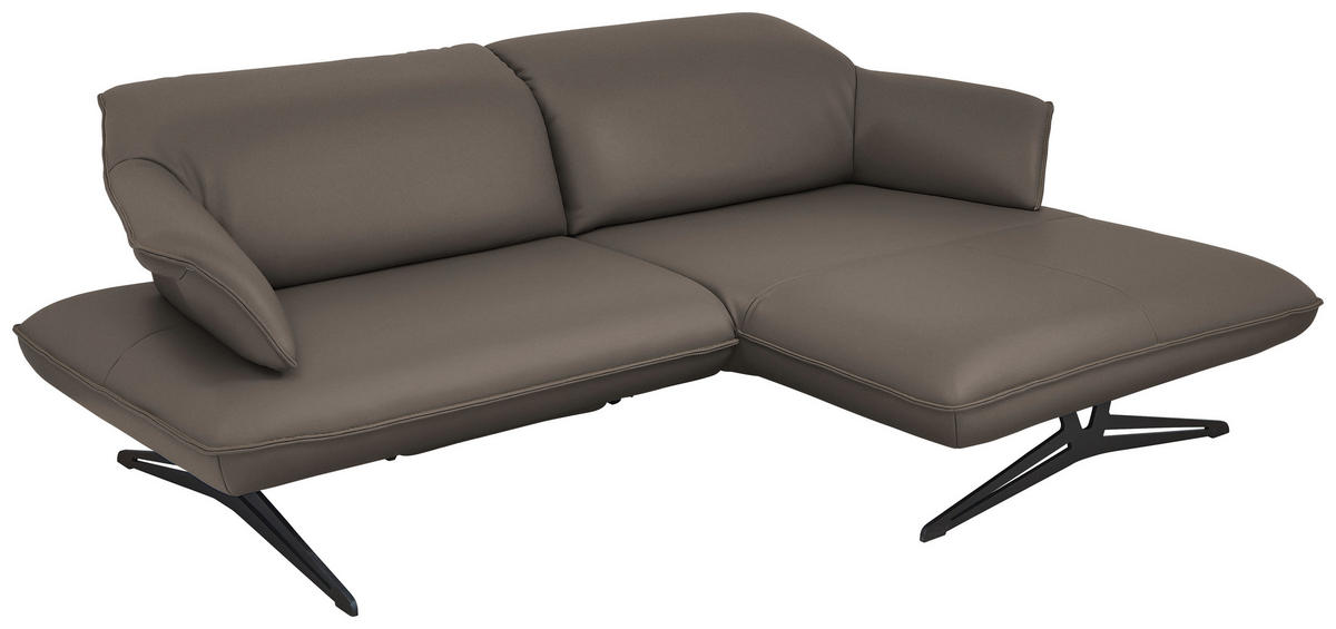ECKSOFA in Echtleder Graubraun  - Graubraun/Beige, Design, Leder/Metall (252/169cm) - Koinor