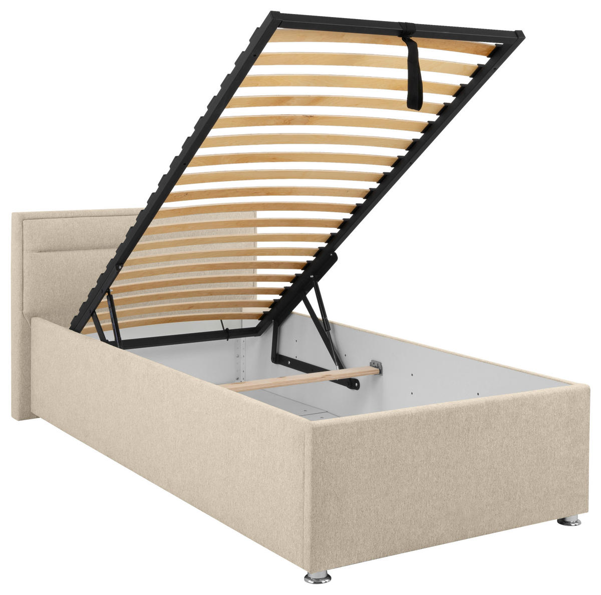 POLSTERBETT Bettkasten, Matratze, Lattenrost Beige 90/200 cm  - Beige, MODERN, Holz/Kunststoff (90/200cm) - MID.YOU