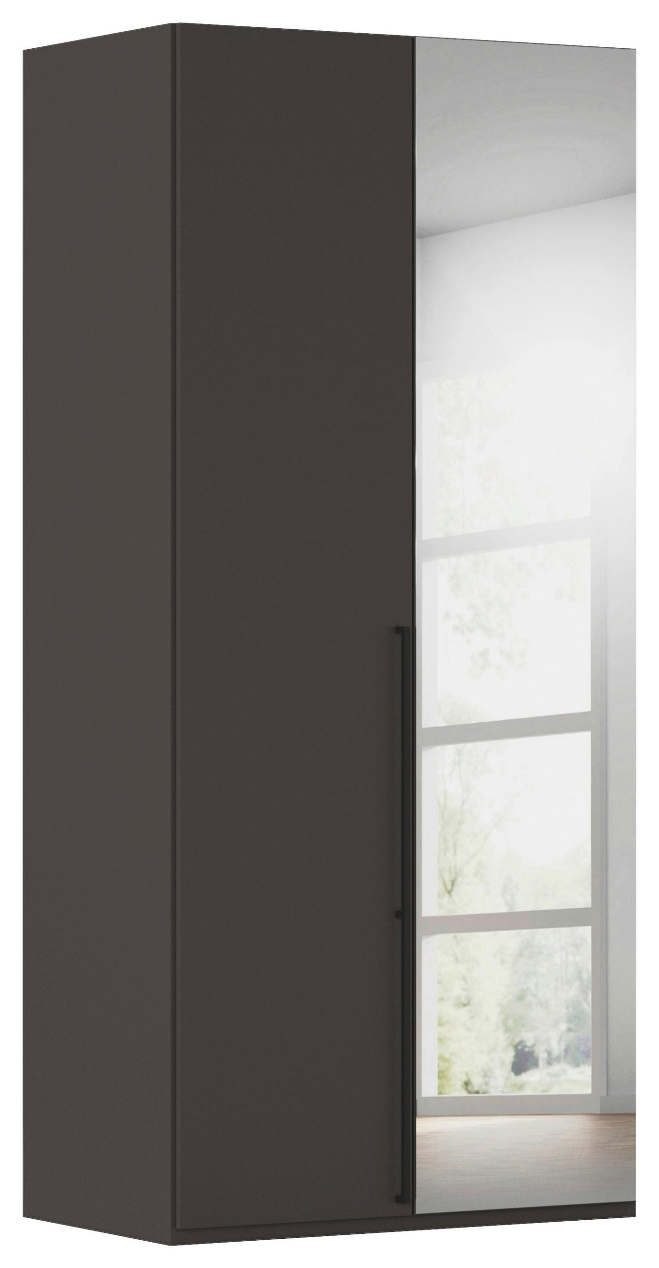 DREHTÜRENSCHRANK 101/223/61 cm,  in Graphitfarben, 2-türig  - Chromfarben/Schwarz, Basics, Glas/Holzwerkstoff (101/223/61cm) - Novel