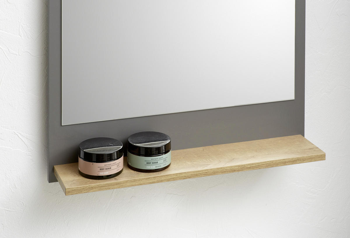 BADRUMSSPEGEL 60/76/13,4 cm  - grå, Lifestyle, trämaterial/glas (60/76/13,4cm) - Xora