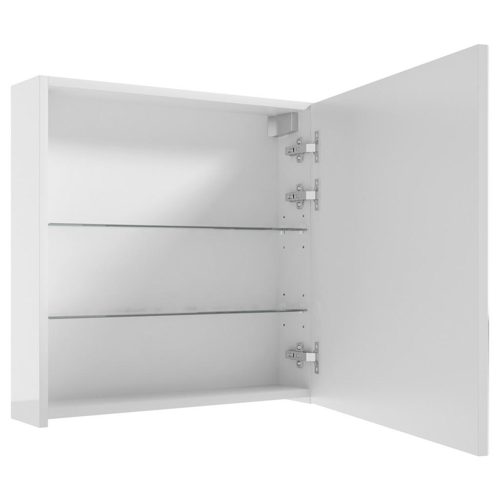 Thumbnail - Mid.you Spiegelschrank, Weiß Hochglanz, Glas, 2 Fächer, 60x60x15 cm, Soft-Close-System, Badezimmer, Badezimmerspiegel, S...