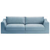 BIGSOFA Chenille, Flachgewebe Hellblau  - Schwarz/Hellblau, Design, Kunststoff/Textil (276/90/109cm) - home24