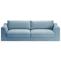 BIGSOFA Chenille, Flachgewebe Hellblau  - Schwarz/Hellblau, Design, Kunststoff/Textil (276/90/109cm) - home24