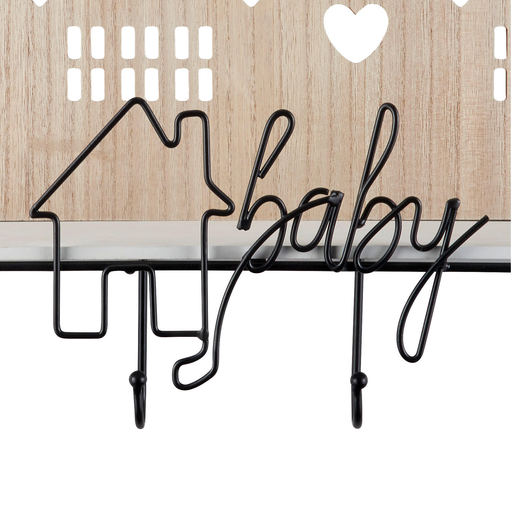 GARDEROBENHAKEN  in Kiefer Naturfarben, Schwarz  - Schwarz/Naturfarben, Basics, Holz/Metall (45/13/29cm) - My Baby Lou