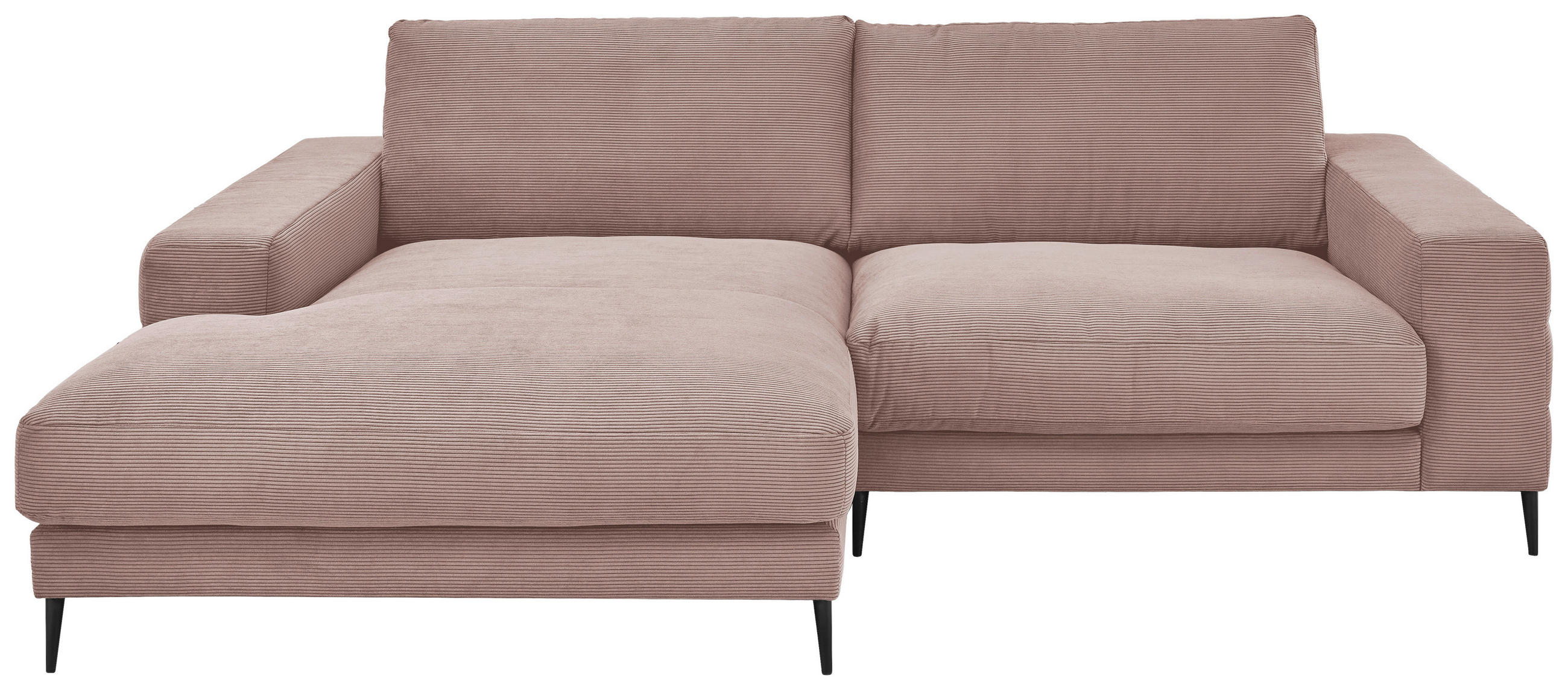 ECKSOFA Altrosa Feincord  - Schwarz/Altrosa, Design, Textil/Metall (177/253cm) - Dieter Knoll