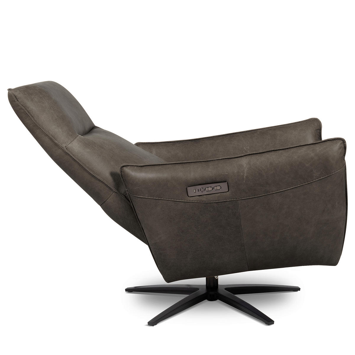 RELAXSESSEL in Leder Fango  - Fango/Schwarz, Design, Leder/Metall (77/107/88cm) - Livetastic