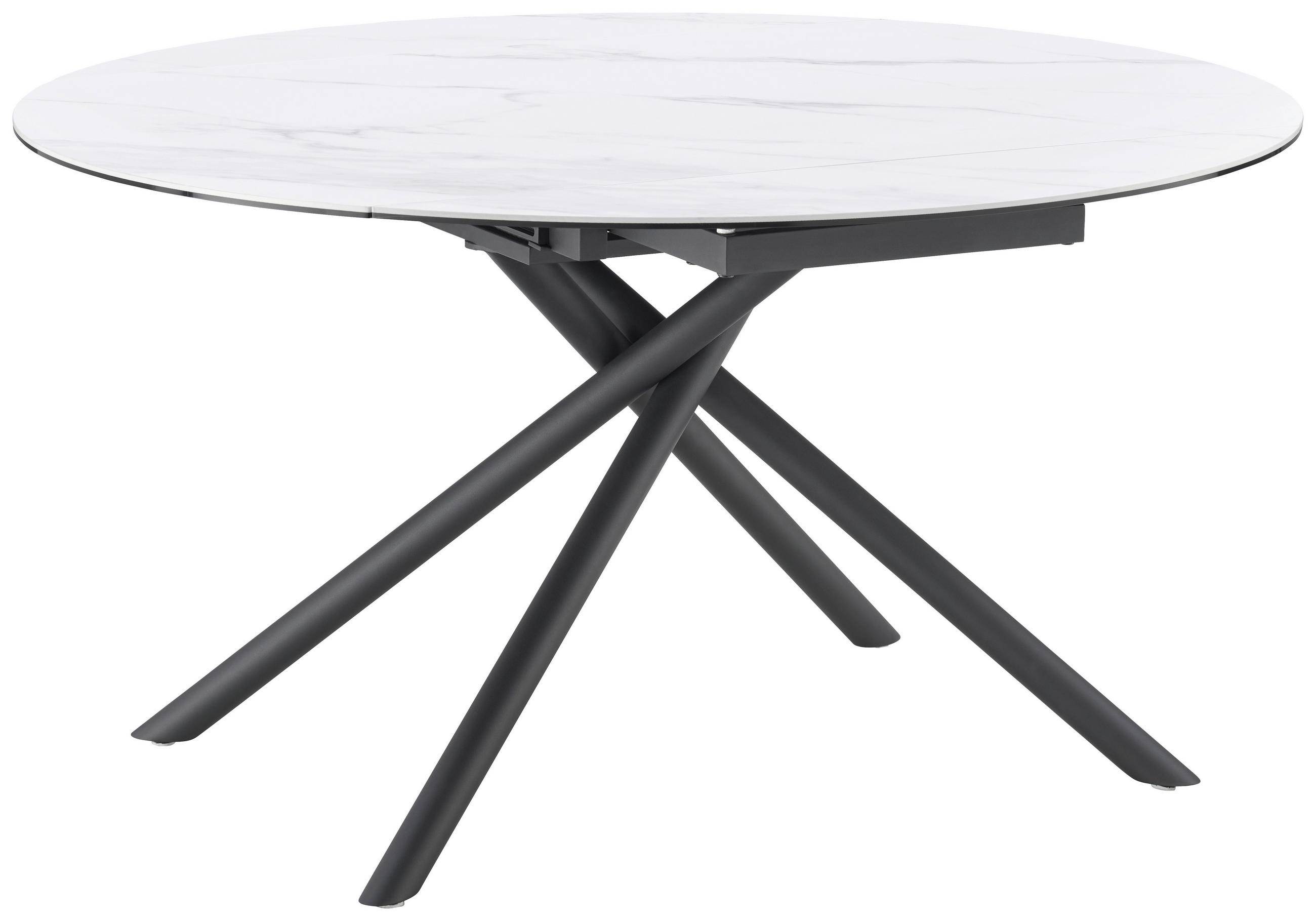 Masă din metal, sticlă, ceramică 90-140/140/76 cm