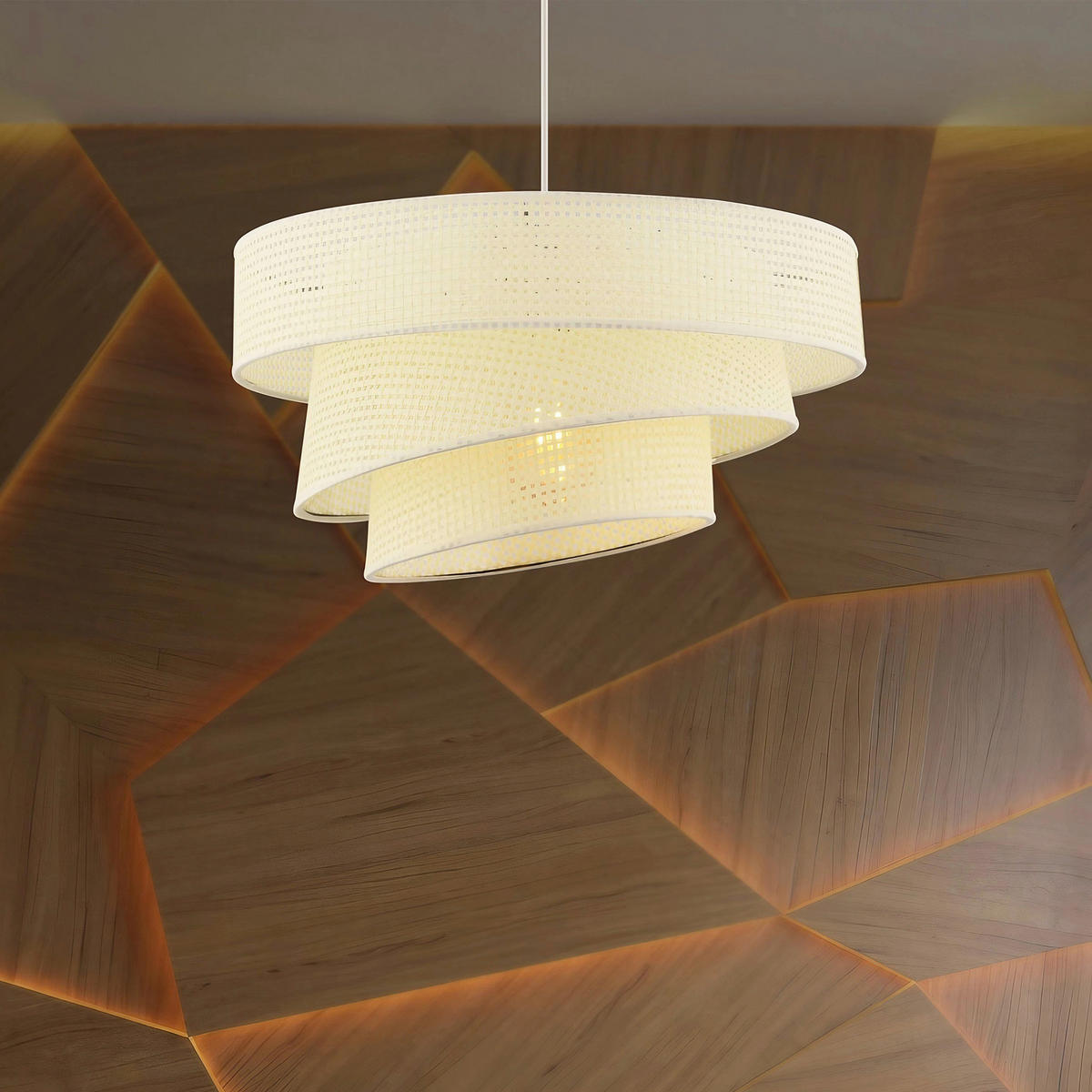 HÄNGELEUCHTE 40/72 cm   - Weiß, Design, Textil/Metall (40/72cm) - P & B