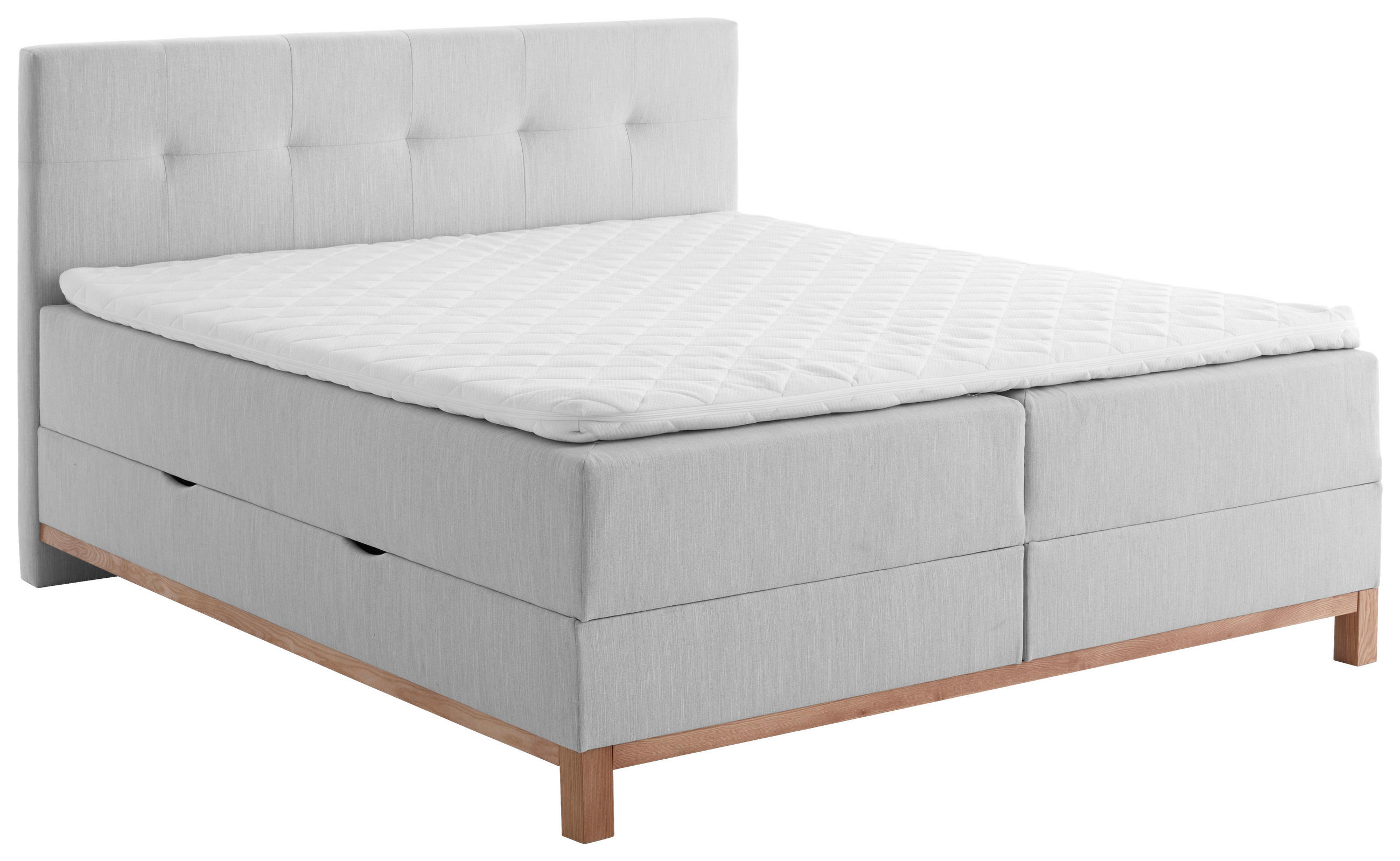 BOXBETT 180/200 cm  in Hellgrau  - Eichefarben/Hellgrau, MODERN, Holz/Textil (180/200cm) - Livetastic