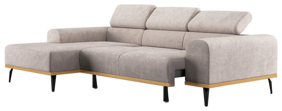 ECKSOFA Hellgrau Mikrofaser  - Hellgrau/Schwarz, KONVENTIONELL, Textil/Metall (157/244cm) - Cotta