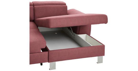 WOHNLANDSCHAFT inkl.Funktionen Hellrot Webstoff  - Hellrot/Silberfarben, Design, Textil/Metall (226/320/168cm) - Xora