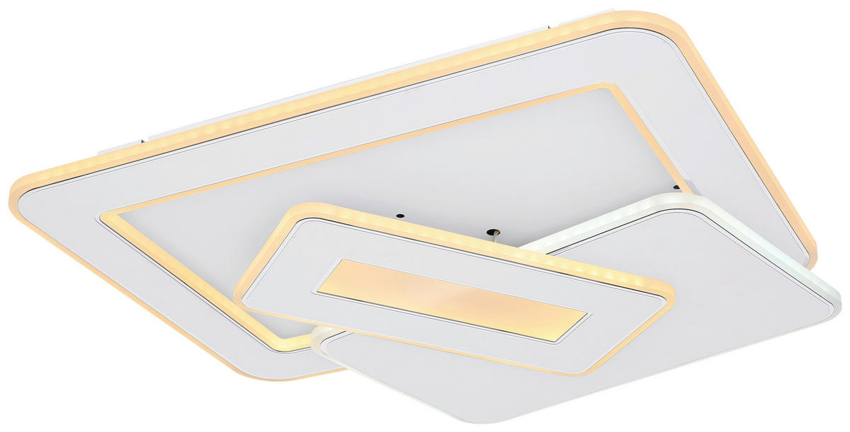 LED-DECKENLEUCHTE KIQUE  Smart 49/48,5/6,8 cm   - Weiß, Design, Kunststoff/Metall (49/48,5/6,8cm) - Globo