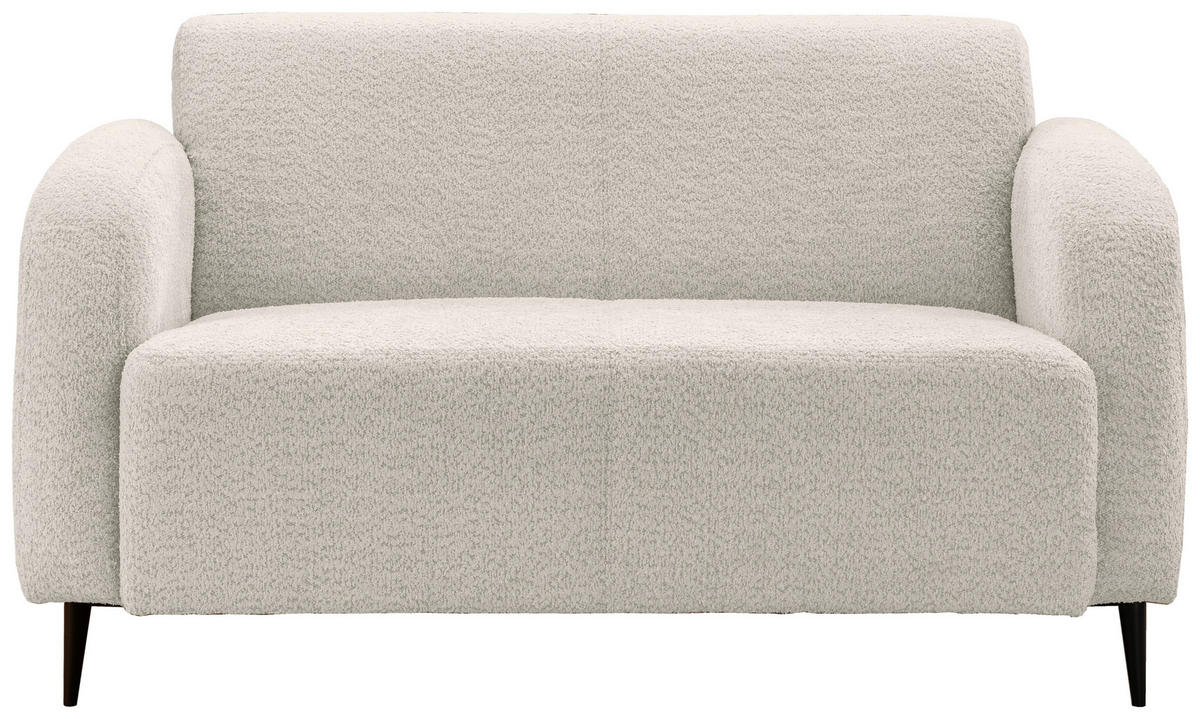 2-SITZER-SOFA in Bouclé Weiss  - Weiss/Schwarz, Modern, Textil/Metall (140/76/90cm) - Livetastic