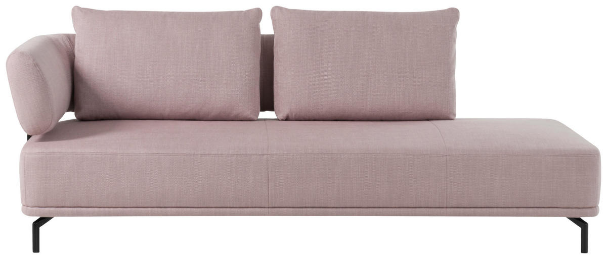 RÉCAMIERE in Flachgewebe Hellrosa  - Hellrosa/Schwarz, Design, Textil/Metall (225/80/98cm) - Dieter Knoll