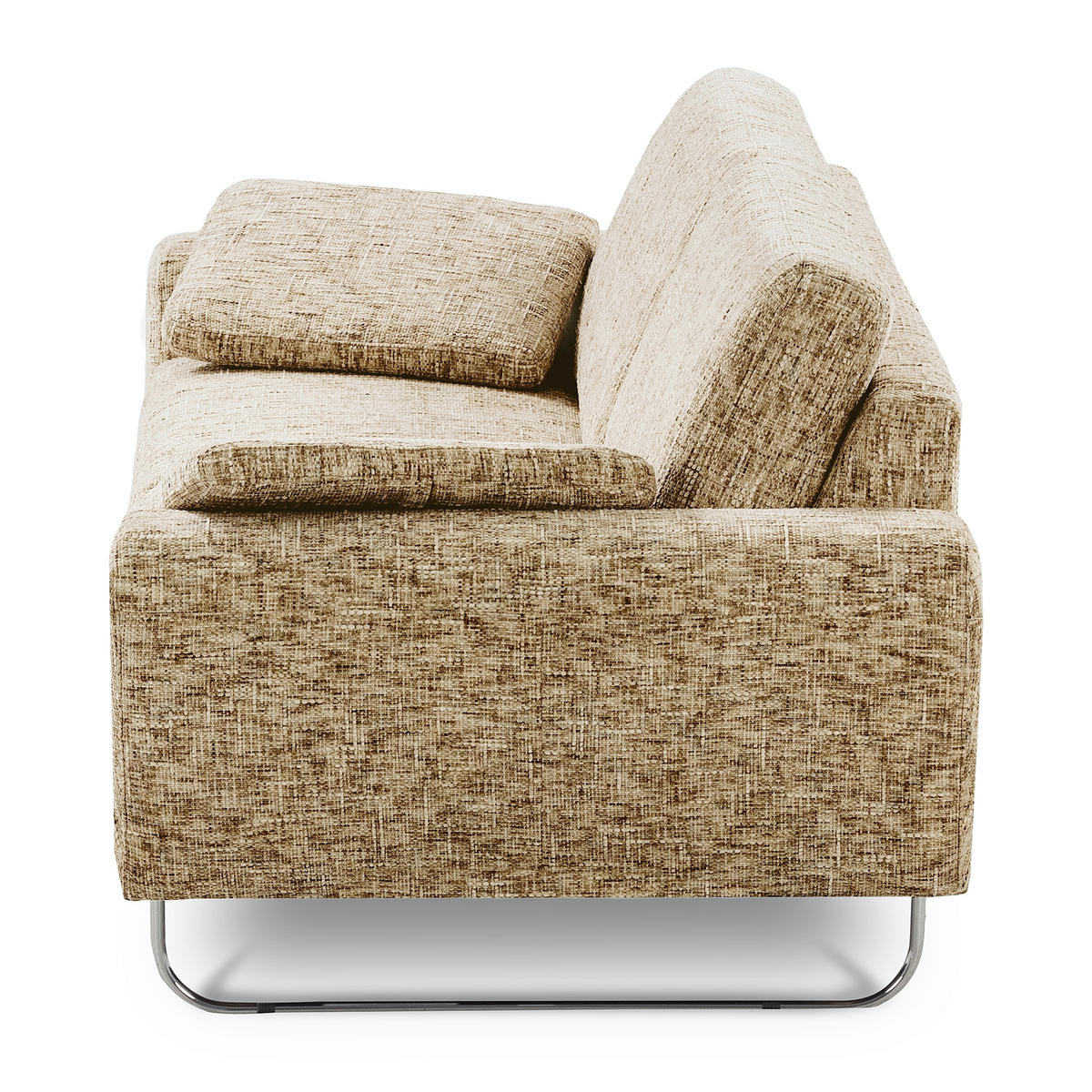2-SITZER-SOFA SPRING in Webstoff Hellbraun Modern  - Chromfarben/Hellbraun, Design, Textil/Metall (157/85/92cm) - Livetastic