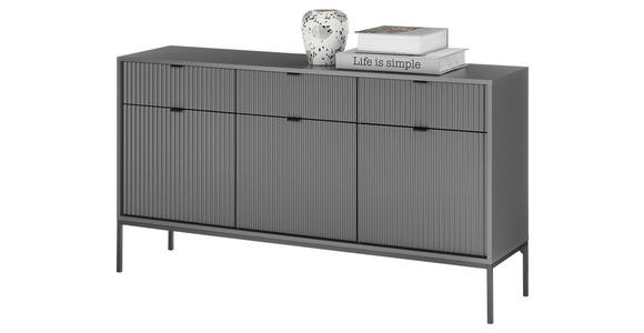 SIDEBOARD Grau Einlegeböden  - Grau, Basics, Holzwerkstoff/Kunststoff (153/84/39cm) - Xora