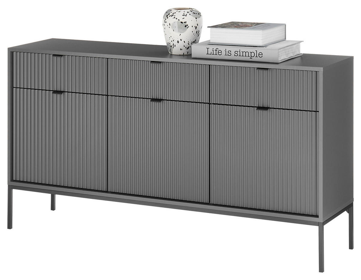 SIDEBOARD  in 153/84/39 cm  - Grau, Basics, Holzwerkstoff/Kunststoff (153/84/39cm) - Xora