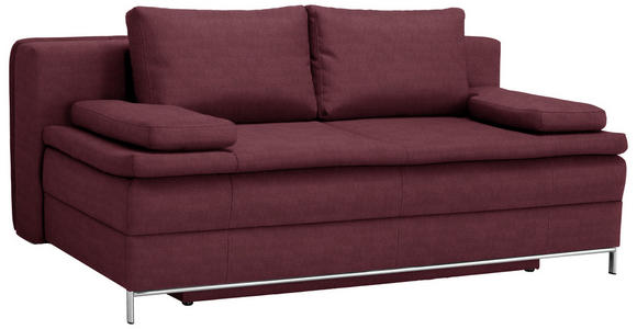 BOXSPRINGSOFA Webstoff Weinrot - Chromfarben/Weinrot, Design, Textil/Metall (200/93/107cm) - Novel