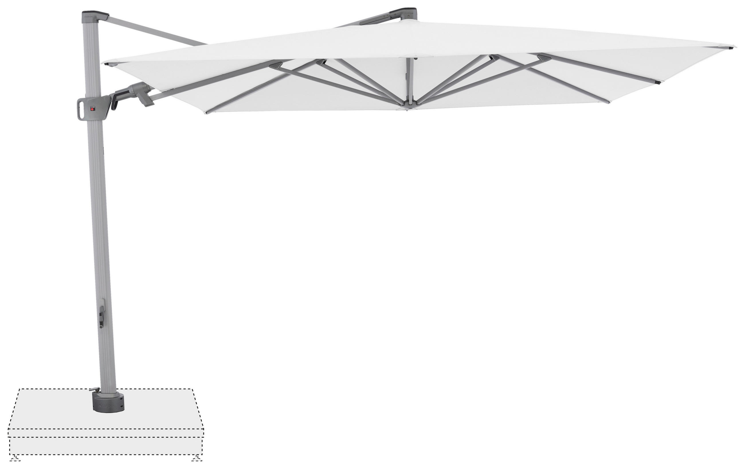 AMPELSCHIRM 320x320 cm Weiß  - Silberfarben/Alufarben, KONVENTIONELL, Textil/Metall (320/320cm) - KNIRPS