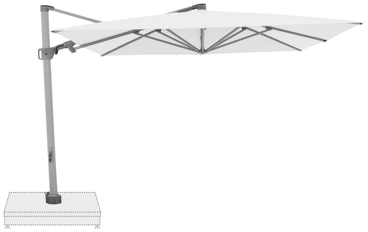 AMPELSCHIRM 320x320 cm Weiß  - Silberfarben/Alufarben, KONVENTIONELL, Textil/Metall (320/320cm) - KNIRPS
