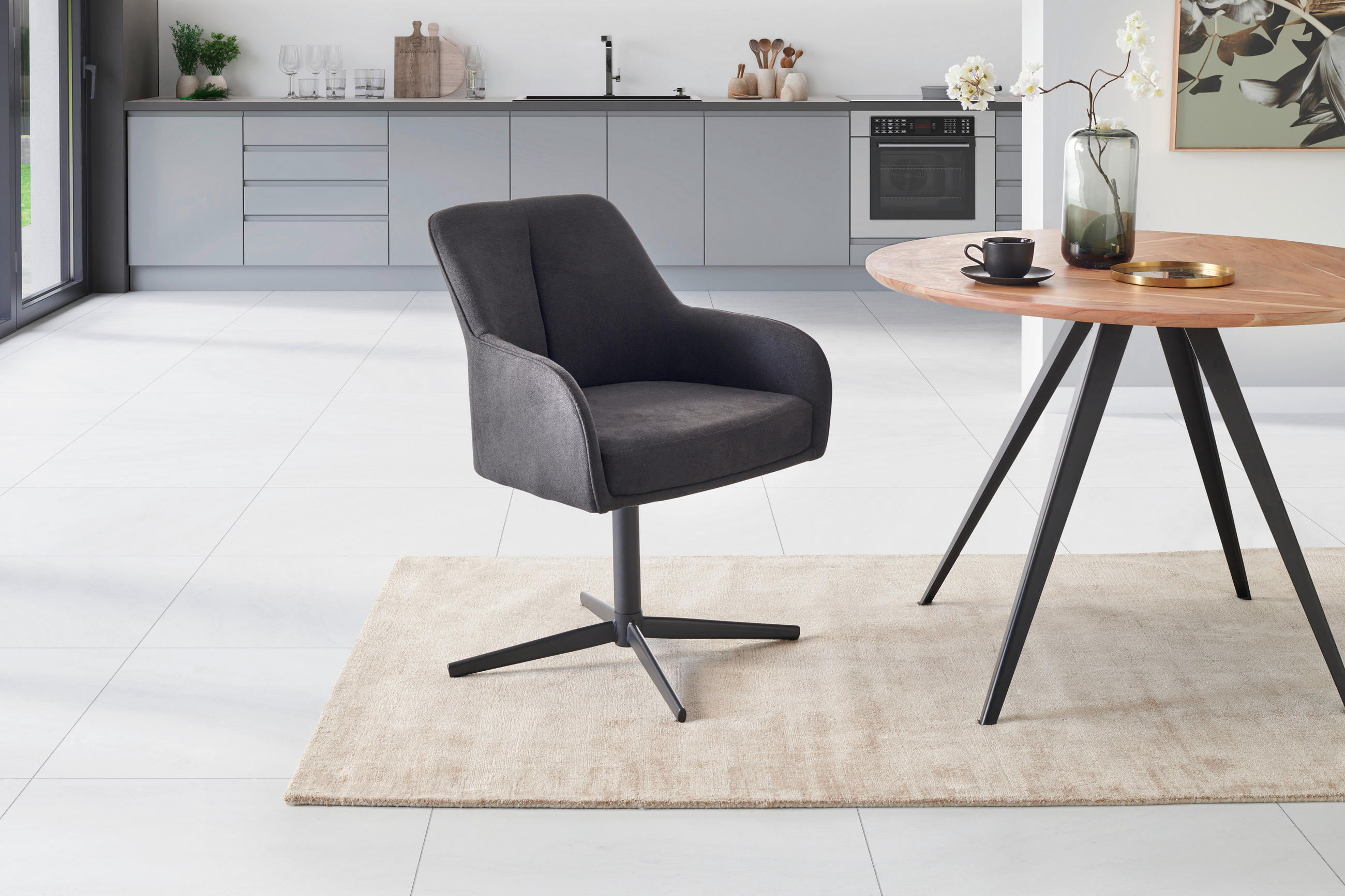 ARMLEHNSTUHL  in Eisen beschichtet  - Schwarz, MODERN, Textil/Metall (61/83/62cm) - Livetastic