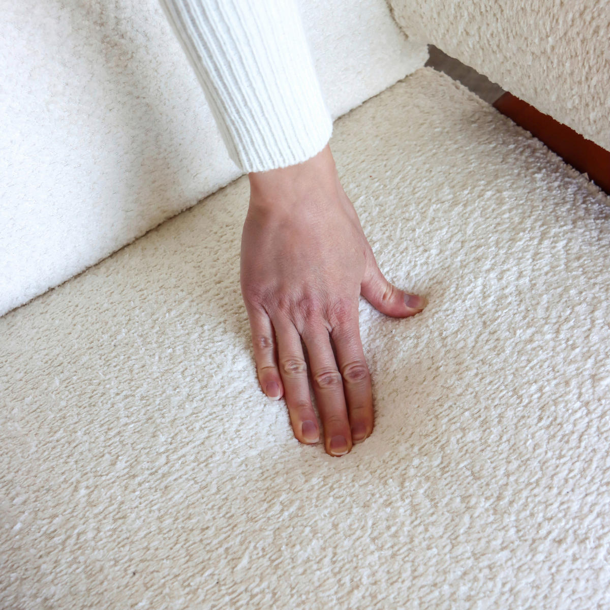 LOUNGESESSEL Bouclé Weiß    - Weiß/Braun, MODERN, Holz/Textil (75/74/75cm) - MID.YOU