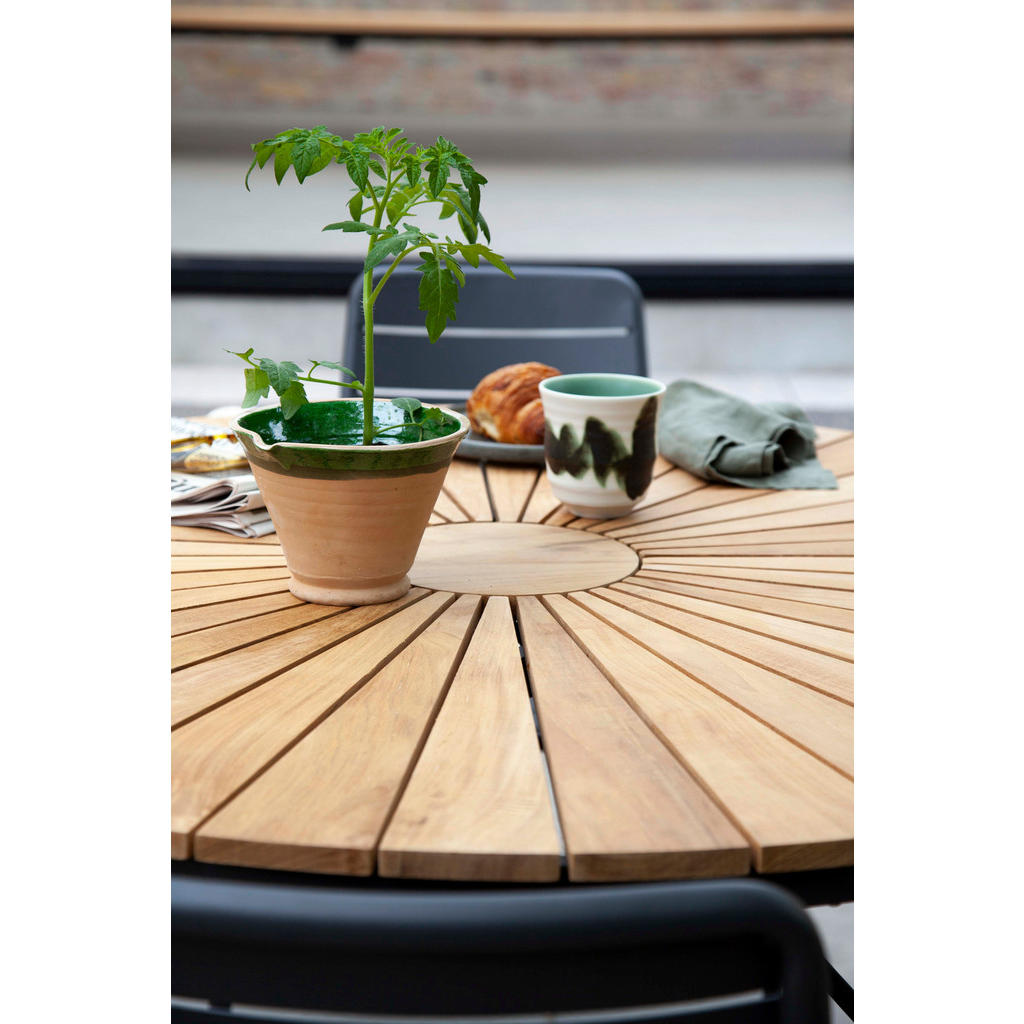 Thumbnail - Gardenson Gartentischgruppe Parc, Anthrazit, Teak, Holz, Metall, Teakholz, vollmassiv, rund, Rundrohr, 160x78x160 cm, Ga...