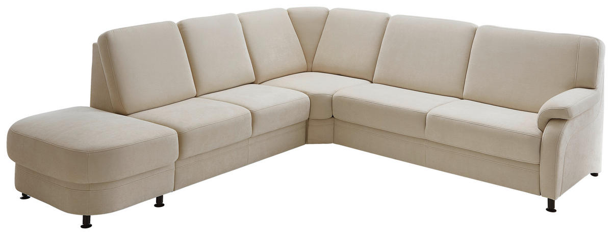 ECKSOFA in Flachgewebe Beige  - Beige/Schwarz, Konventionell, Textil/Metall (287/269cm) - Beldomo System