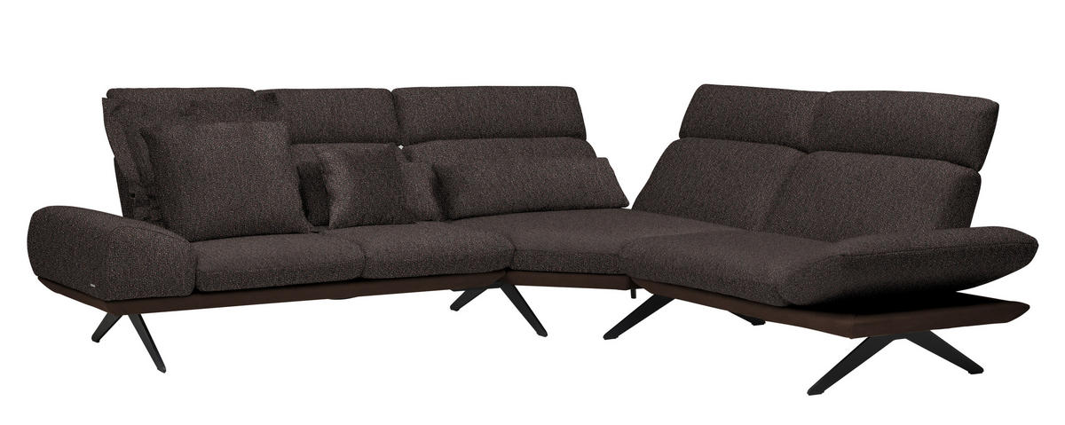 ECKSOFA in Flachgewebe Dunkelbraun  239/270 cm  - Dunkelbraun/Schwarz, Design, Textil/Metall (239/270cm) - Koinor