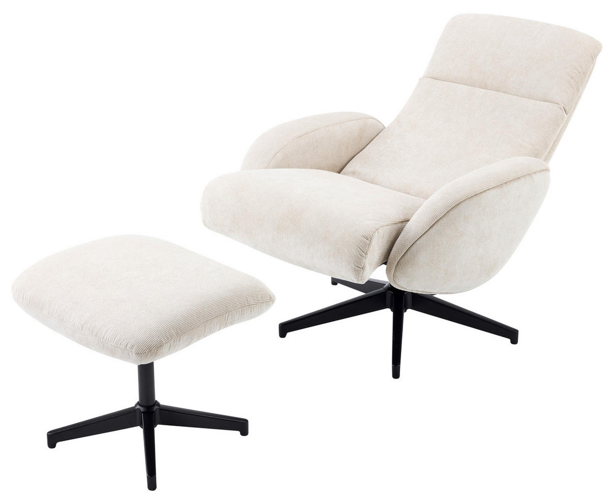 RELAXSESSELSET BASTY Webstoff Hocker    - Beige/Schwarz, Design, Textil/Metall (75/107/77cm) - Livetastic