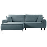 ECKSOFA in Flachgewebe Blau  - Blau/Schwarz, Design, Holz/Textil (183/263cm) - MID.YOU